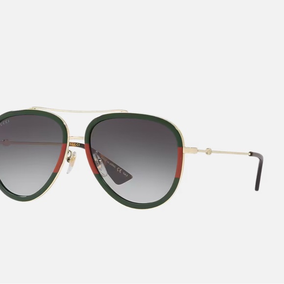 Authentic Gucci Sunglasses – Unisex – Gold Frame with Green/Red Accents - Picture 1 of 3